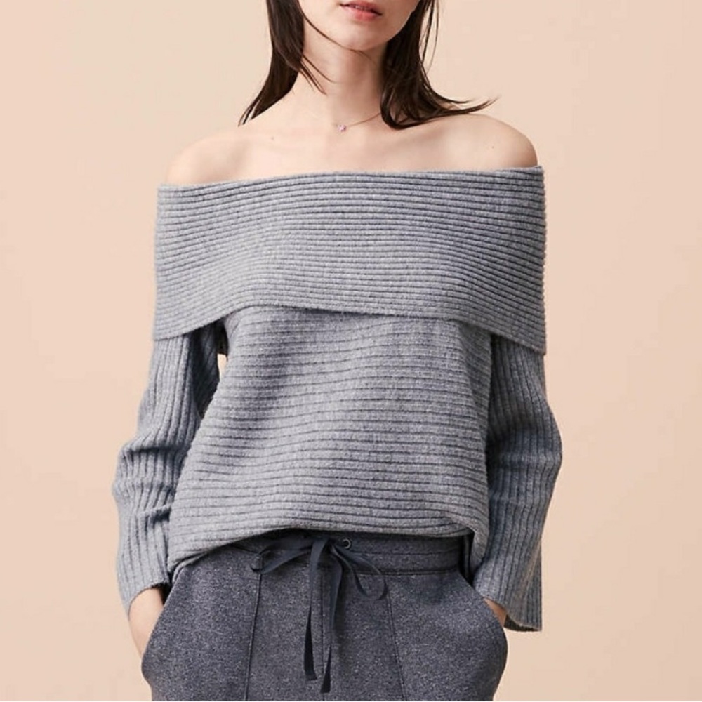 Lou & Grey Light Gray Cowl Neck off shoulder Sweater 3 for $20